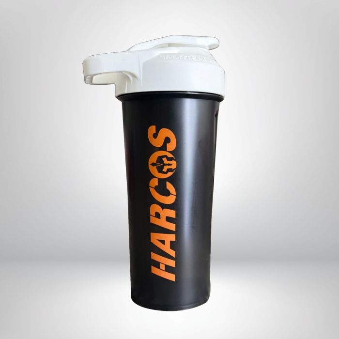 Harcos Protein Shaker Bottle 27oz – Made in USA | Leak-Proof Shaker Cup with Mixing Ball | BPA-Free & Dishwasher Safe | For Protein Shakes, Pre-Workout & Meal Replacement |Black with White CapPack Of 1
